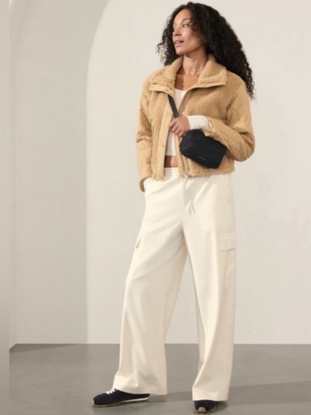 Athleta New Promenade High Rise Cargo Pant, Magnolia White Wide Leg Pants NWT